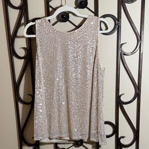LC Lauren Conrad Sequin Sleeveless Blouse - Cream